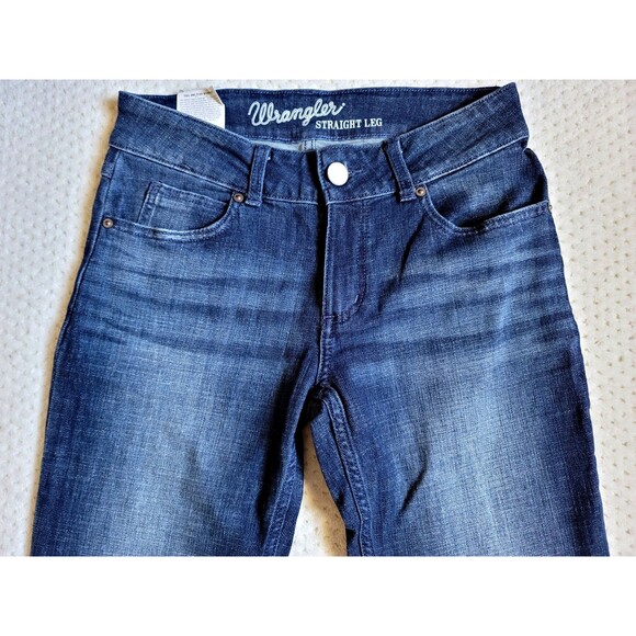 NWT Wrangler Womens Straight Leg Dark Stretch Denim Dark Wash 3/4x32, 1009MWTDS - Picture 2 of 7
